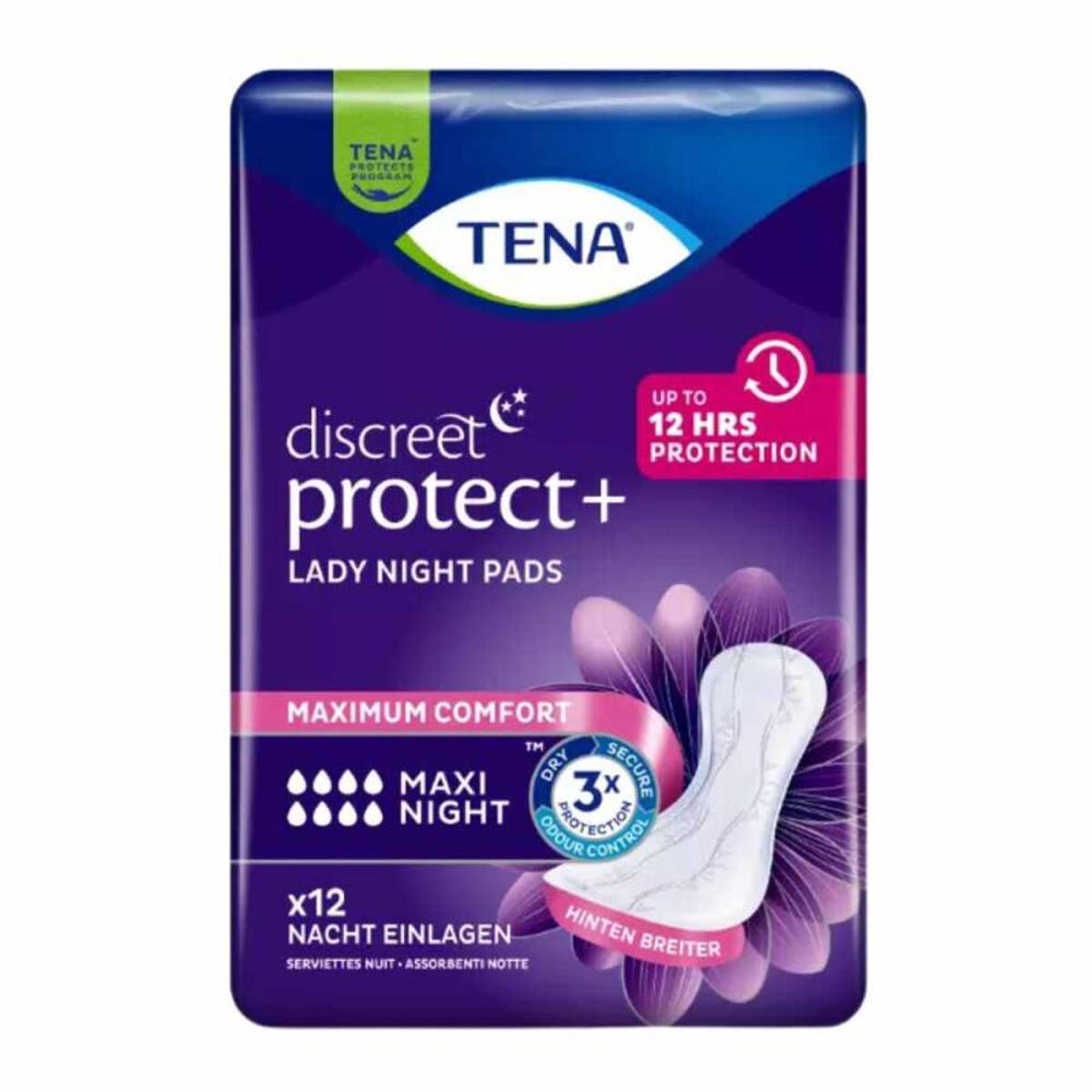 TENA DISCREET COMPRESAS NOCHE MAXINIGHT 12U