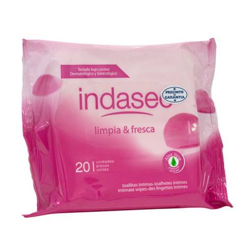 TOALLITAS HIGIENE INTIMA INDASEC 20 U